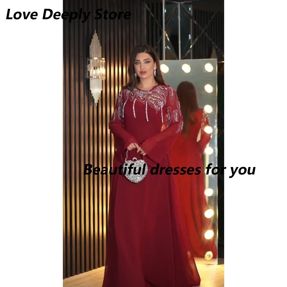 Red Evening Dess for Women Elegant O-Neck Long Sleeves Evening Gown Crystal Beadings Floor Length Mermaid Prom Dress Customized
Red Evening Dess for Women Elegant O-Neck Long Sleeves Evening Gown Crystal Beadings Floor Length Mermaid Prom Dress Customized