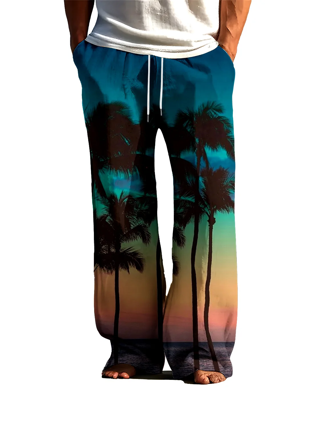 Новые мужские повседневные брюки с 3D цифровым рисунком кокосовой пальмы, свободные и удобные, быстросохнущие и невыцветающие мужские широкие брюки
Новые мужские повседневные брюки с 3D цифровым рисунком кокосовой пальмы, свободные и удобные, быстросохнущие и невыцветающие мужские широкие брюки