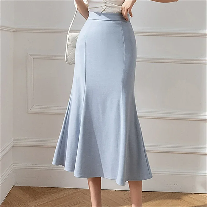 2025 Spring/Summer vintage solid color women's mid-length mermaid skirt high-waisted A-line casual office style skirt
2025 Spring/Summer vintage solid color women's mid-length mermaid skirt high-waisted A-line casual office style skirt