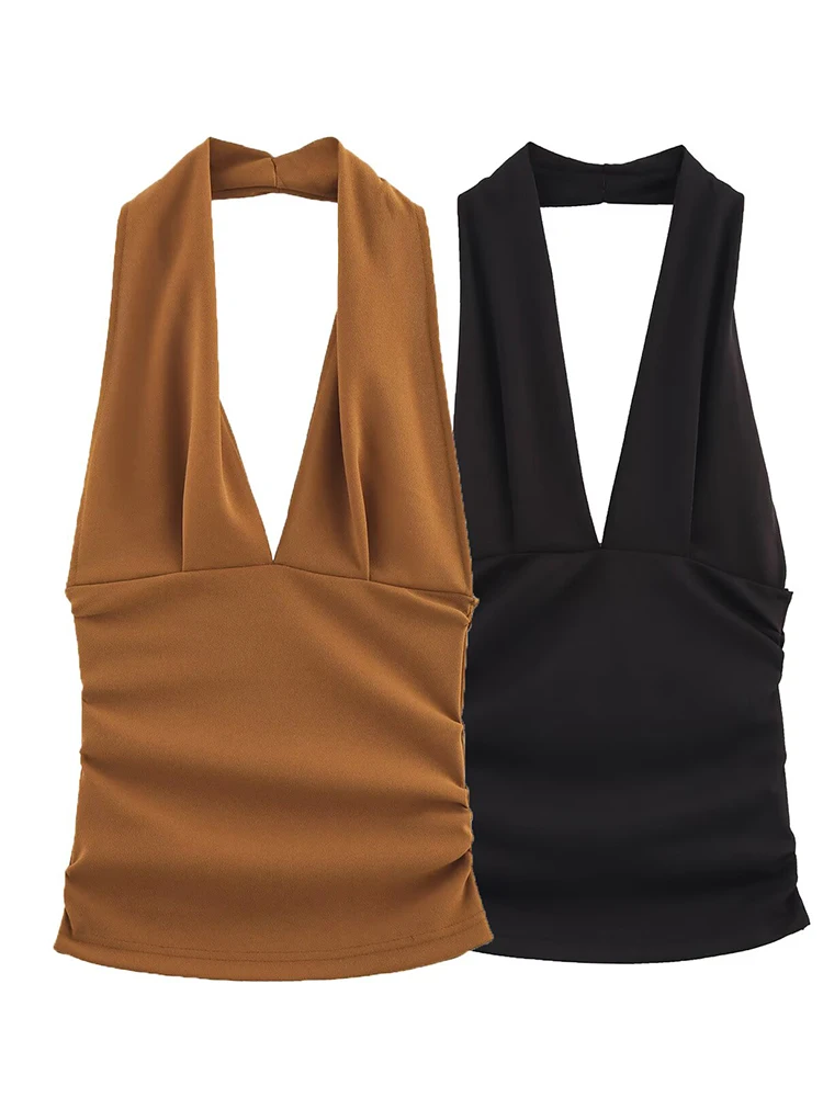2025 Spring New Women's Clothing European and American Style Fashion Pleated Design Elastic Halter Collar Top
2025 Spring New Women's Clothing European and American Style Fashion Pleated Design Elastic Halter Collar Top