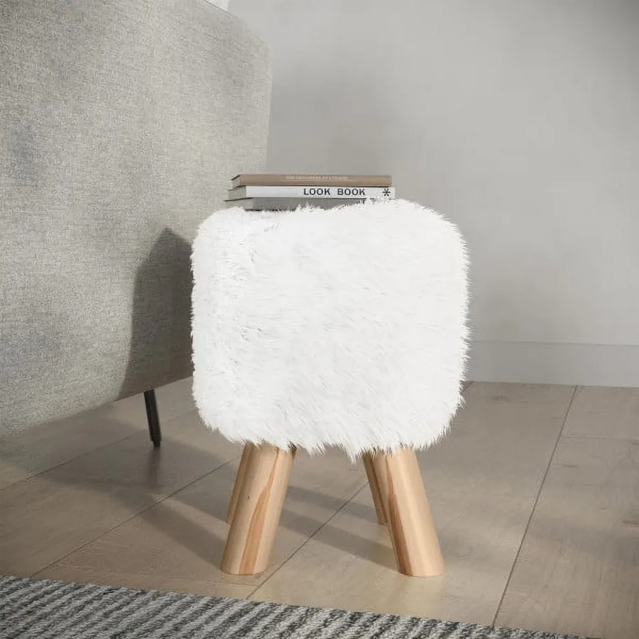11-inch Round Faux Fur Ottoman Footrest or Accent Stool White
11-inch Round Faux Fur Ottoman Footrest or Accent Stool White
