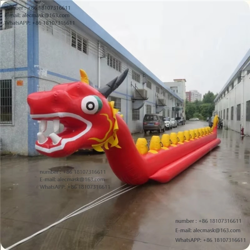 Water park toy rows inflatable dragon boats, flying fish and banana boats
Water park toy rows inflatable dragon boats, flying fish and banana boats