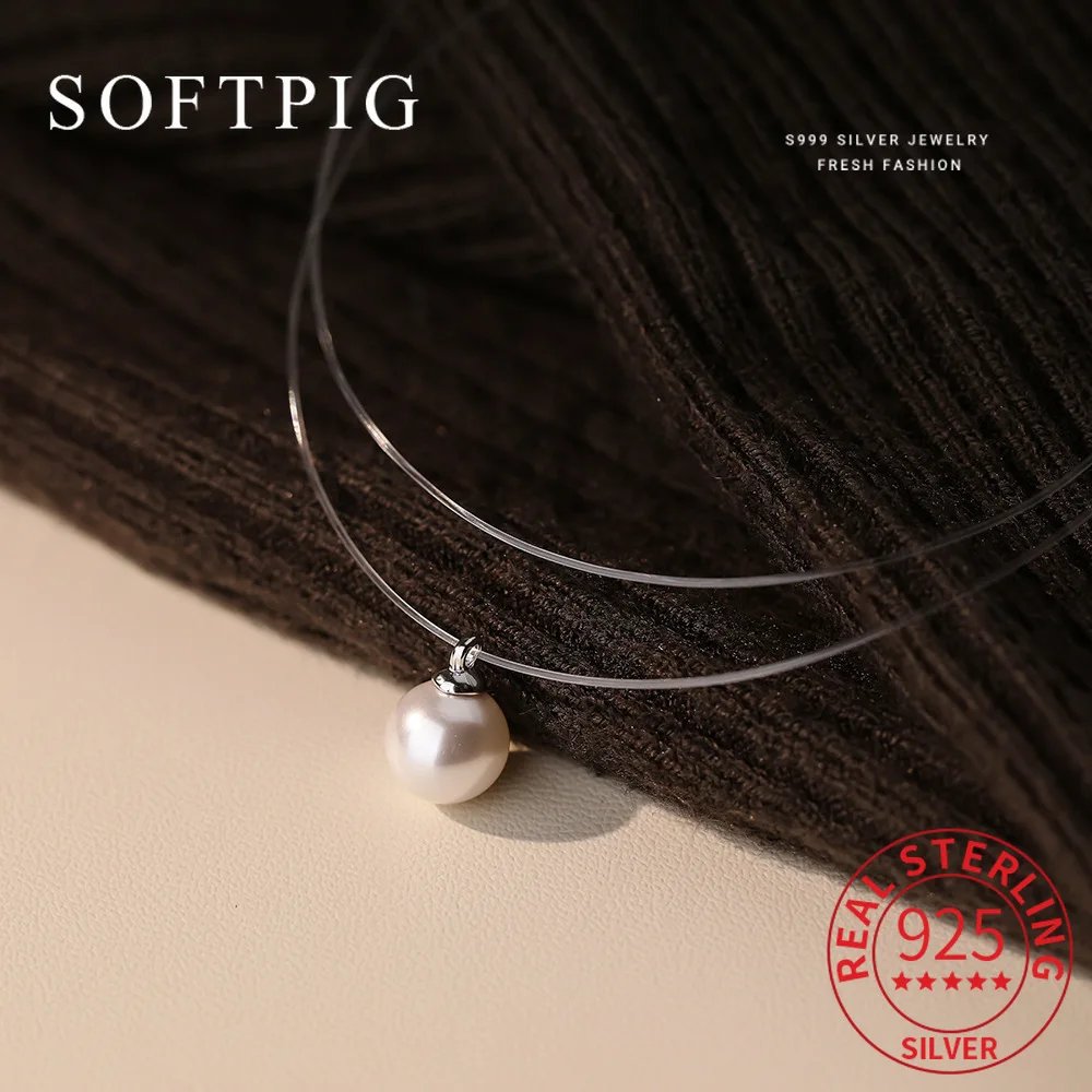 SOFTPIG Real 925 Sterling Silver Fishing Line Pearl Pendant Choker Necklace for Women Trendy Fine Jewelry Minimalist Accessories 
SOFTPIG Real 925 Sterling Silver Fishing Line Pearl Pendant Choker Necklace for Women Trendy Fine Jewelry Minimalist Accessories