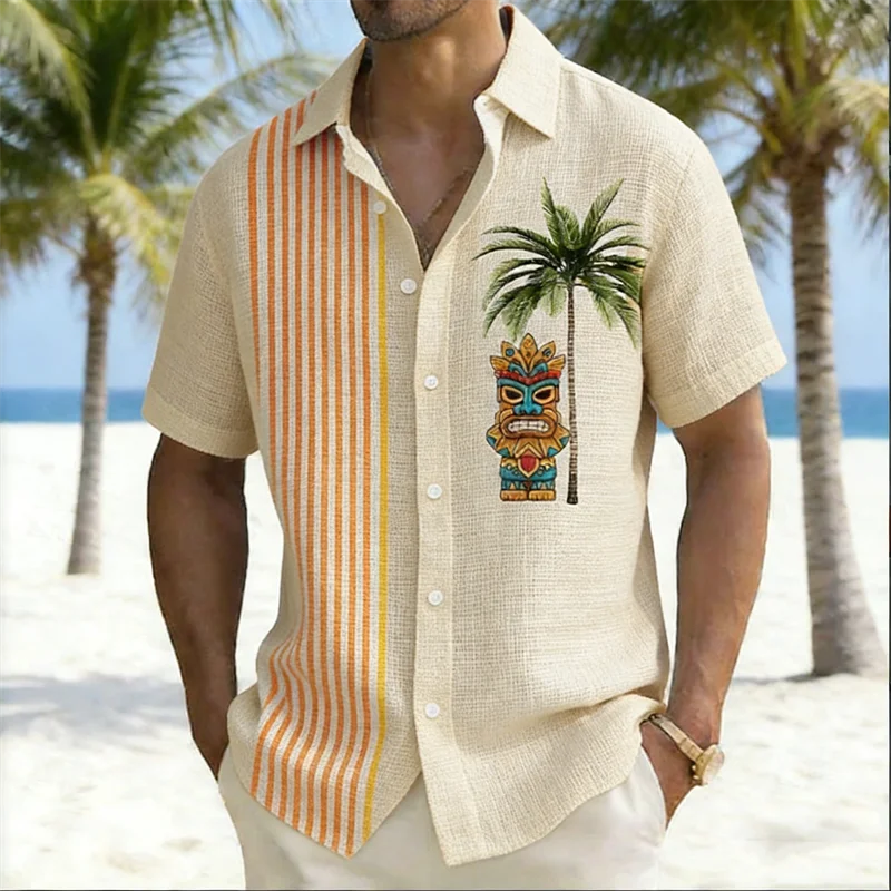 New fashionable casual patchwork printed linen short sleeved shirt men's top pattern lapel shirt clothing
New fashionable casual patchwork printed linen short sleeved shirt men's top pattern lapel shirt clothing