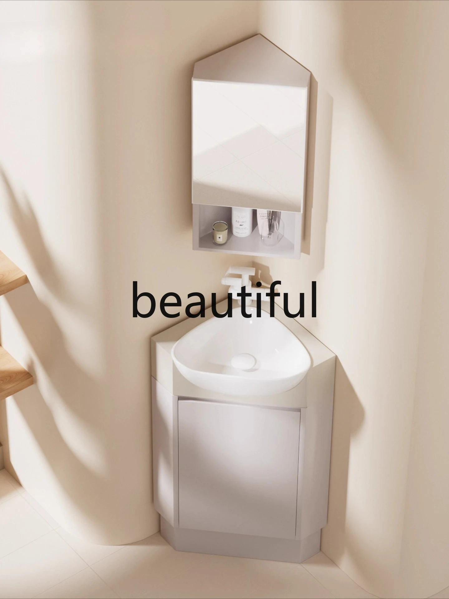 Small apartment corner bathroom cabinet, washing table aluminum alloy, washbasin cabinet combination 
Small apartment corner bathroom cabinet, washing table aluminum alloy, washbasin cabinet combination