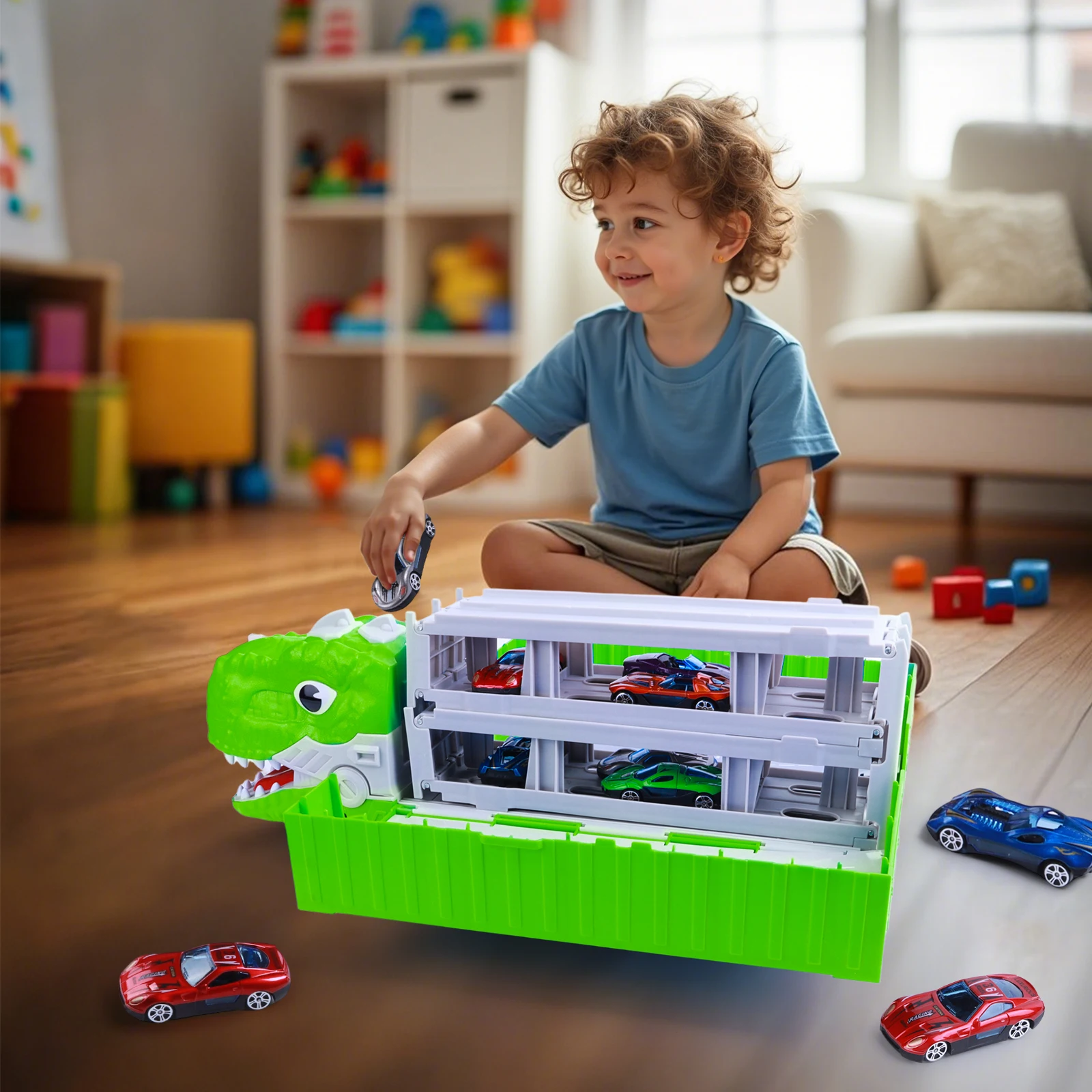 Dinosaur Transport Truck Toy Cartoon Truck Toy With Foldable Race Track And Car Models Gift For Boys
Dinosaur Transport Truck Toy Cartoon Truck Toy With Foldable Race Track And Car Models Gift For Boys
