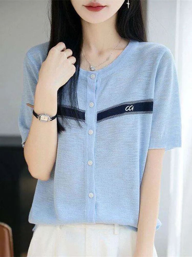 Summer 2026 plus Size Women's Casual Loose Versatile Slimming Short Sleeve T-Shirt Knitted Half Sleeve Color Block Design Bre...
Summer 2026 plus Size Women's Casual Loose Versatile Slimming Short Sleeve T-Shirt Knitted Half Sleeve Color Block Design Bre...