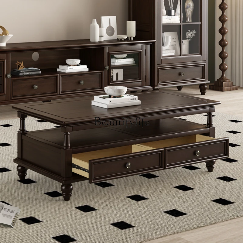 American all solid wood coffee table TV cabinet combination living room pure solid wood retro black
American all solid wood coffee table TV cabinet combination living room pure solid wood retro black