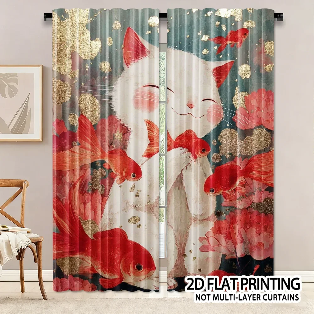 Cat and Goldfish Flower Design Print Drapes Room Darkening Window Curtains for Home Decor,Rod Pocket Blackout Curtains Bedroom
Cat and Goldfish Flower Design Print Drapes Room Darkening Window Curtains for Home Decor,Rod Pocket Blackout Curtains Bedroom