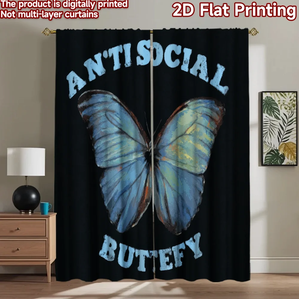 2D flat printing 2pcs Window Treatment Curtains Anti Social Butterfly Digital Printed Polyester Drapes Seasonal Party & Holiday
2D flat printing 2pcs Window Treatment Curtains Anti Social Butterfly Digital Printed Polyester Drapes Seasonal Party & Holiday