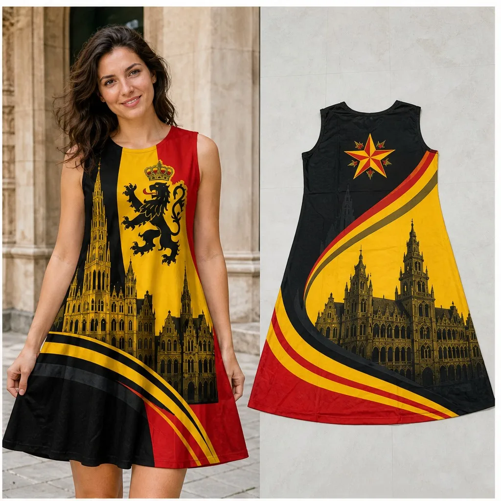 Women Sleeveless Loose Dress Belgium Lion Landmark Stripe Print Casual A Line Tank Dress For Holiday Daily Wear Breezy Fit Style
Women Sleeveless Loose Dress Belgium Lion Landmark Stripe Print Casual A Line Tank Dress For Holiday Daily Wear Breezy Fit Style