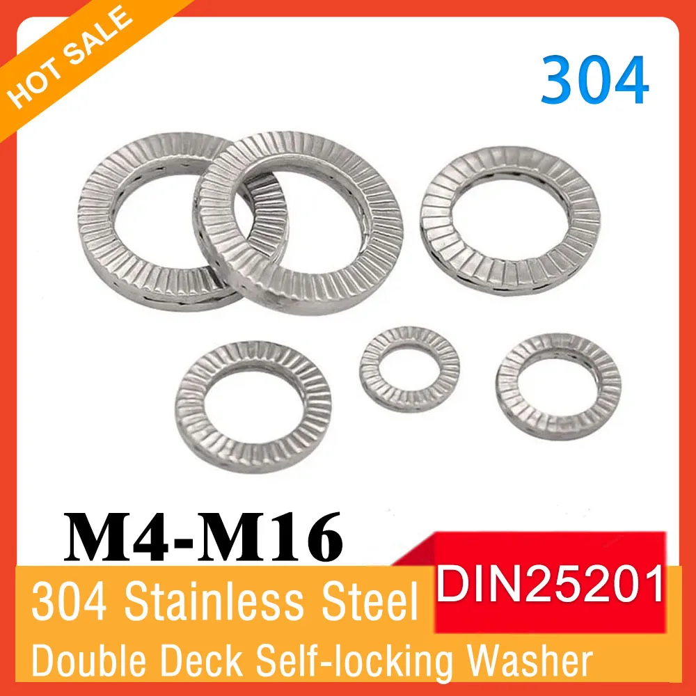 M4 M5 M6 M8 M10 M12 M14 M16 Double Deck Self-locking Washer DIN25201 304 Stainless Steel Wedge Lock Loose Shock Proof Gasket
M4 M5 M6 M8 M10 M12 M14 M16 Double Deck Self-locking Washer DIN25201 304 Stainless Steel Wedge Lock Loose Shock Proof Gasket