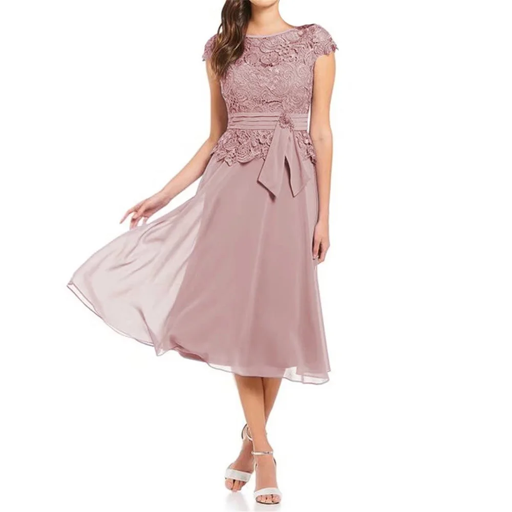 Customized Exquisite Women's Tea Length Cap Sleeves Mother of The Bride Dresses Lace Chiffon Evening Dresses 2025
Customized Exquisite Women's Tea Length Cap Sleeves Mother of The Bride Dresses Lace Chiffon Evening Dresses 2025