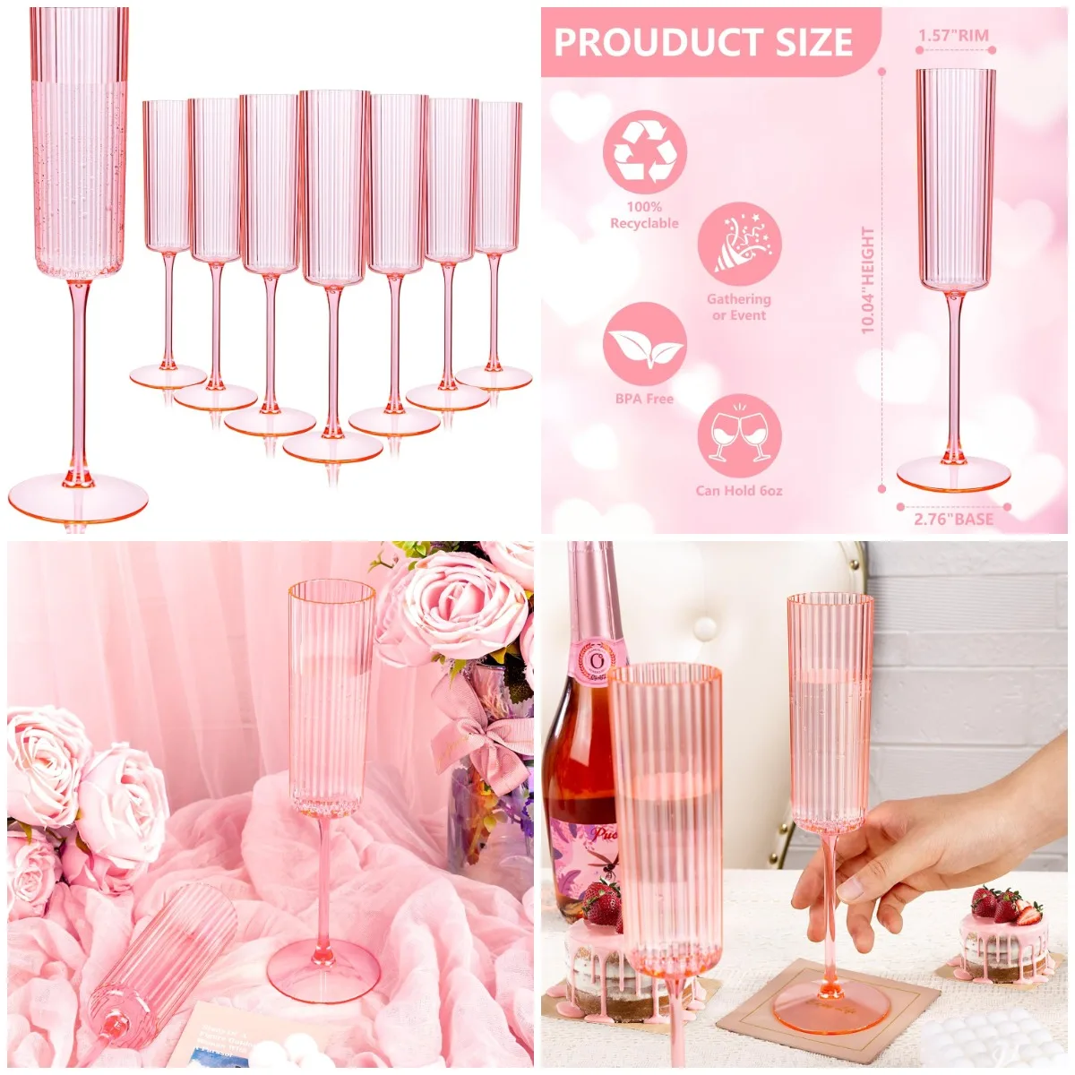 Упаковка из 36 розовых ребристых флейт для шампанского — прозрачные винтажные очки Mimosa на 6 унций с длинной ножкой для свадебной вечеринки
Упаковка из 36 розовых ребристых флейт для шампанского — прозрачные винтажные очки Mimosa на 6 унций с длинной ножкой для свадебной вечеринки