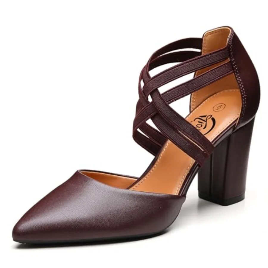 Trary Women's Pumps Chunky Closed Pointed Toe Block Heels for Women Dress Shoes Elastic Crisscross Strappy 3.15 Inch Comfortabl
Trary Women's Pumps Chunky Closed Pointed Toe Block Heels for Women Dress Shoes Elastic Crisscross Strappy 3.15 Inch Comfortabl
