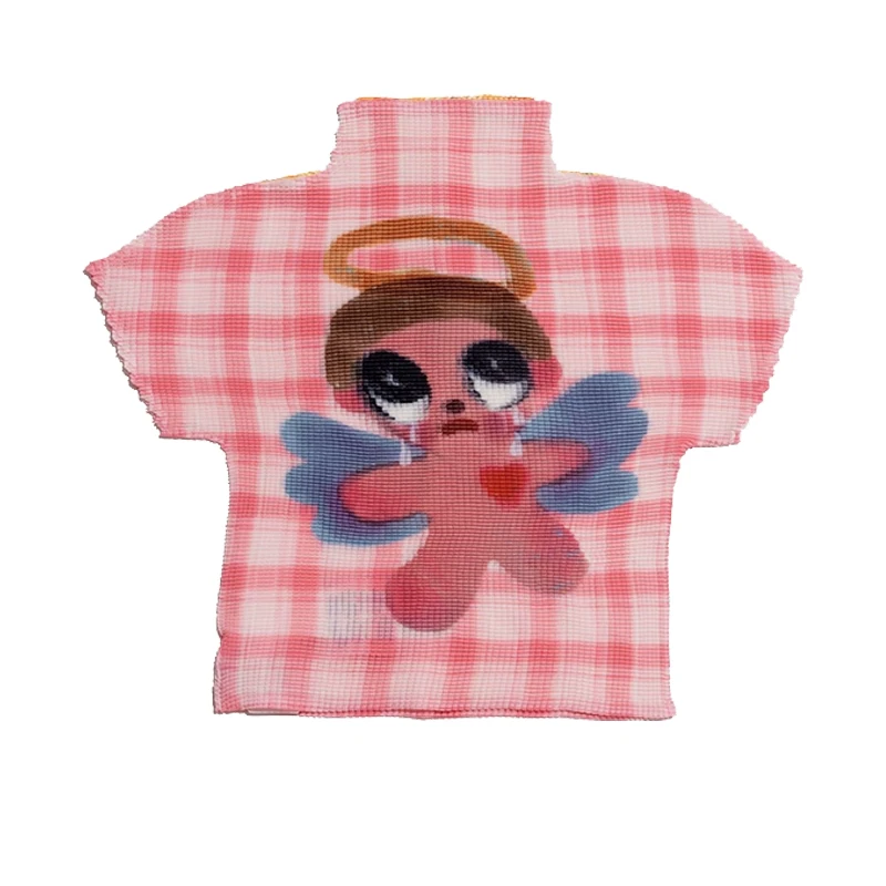 Artist Pink Plaid Crying Angel Pleated Shirt Women's Summer Design Sense Semi-turtleneck Elastic Babes T Short Sleeve
Artist Pink Plaid Crying Angel Pleated Shirt Women's Summer Design Sense Semi-turtleneck Elastic Babes T Short Sleeve