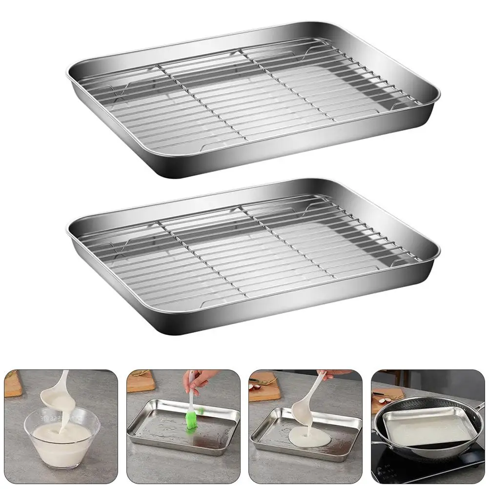 Stainless Steel Drain Net Skillet Griddle Tray Rack 2 Sets Pizza Plate Baking Cooling Sheet Pan Kitchen Storage Multifunctional
Stainless Steel Drain Net Skillet Griddle Tray Rack 2 Sets Pizza Plate Baking Cooling Sheet Pan Kitchen Storage Multifunctional