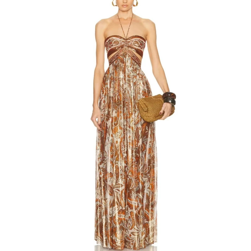 Slimming Strapless and Backless Vacation Dress for Summer 2026 New Style Fashionable French Retro Printed Halter Dress for Women
Slimming Strapless and Backless Vacation Dress for Summer 2026 New Style Fashionable French Retro Printed Halter Dress for Women