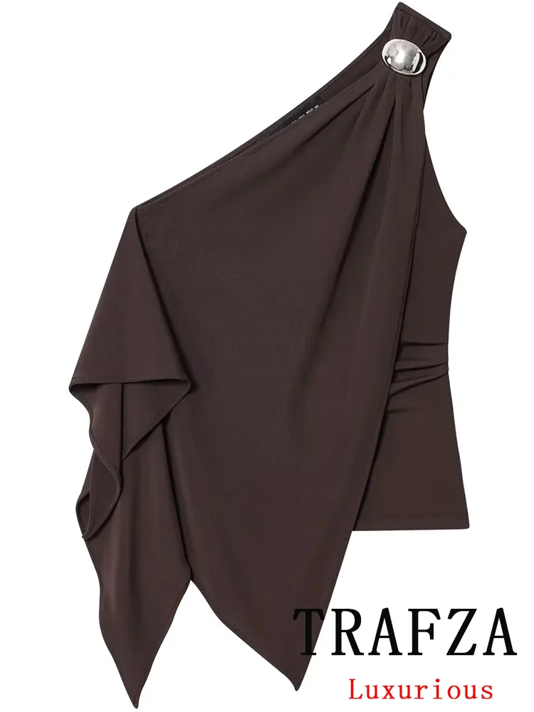 TRAFZA сексуальные шикарные женские топы, однотонные асимметричные короткие жилеты без рукавов со складками, новая мода 2024, осенние праздничные вечерние клубные топы
TRAFZA сексуальные шикарные женские топы, однотонные асимметричные короткие жилеты без рукавов со складками, новая мода 2024, осенние праздничные вечерние клубные топы