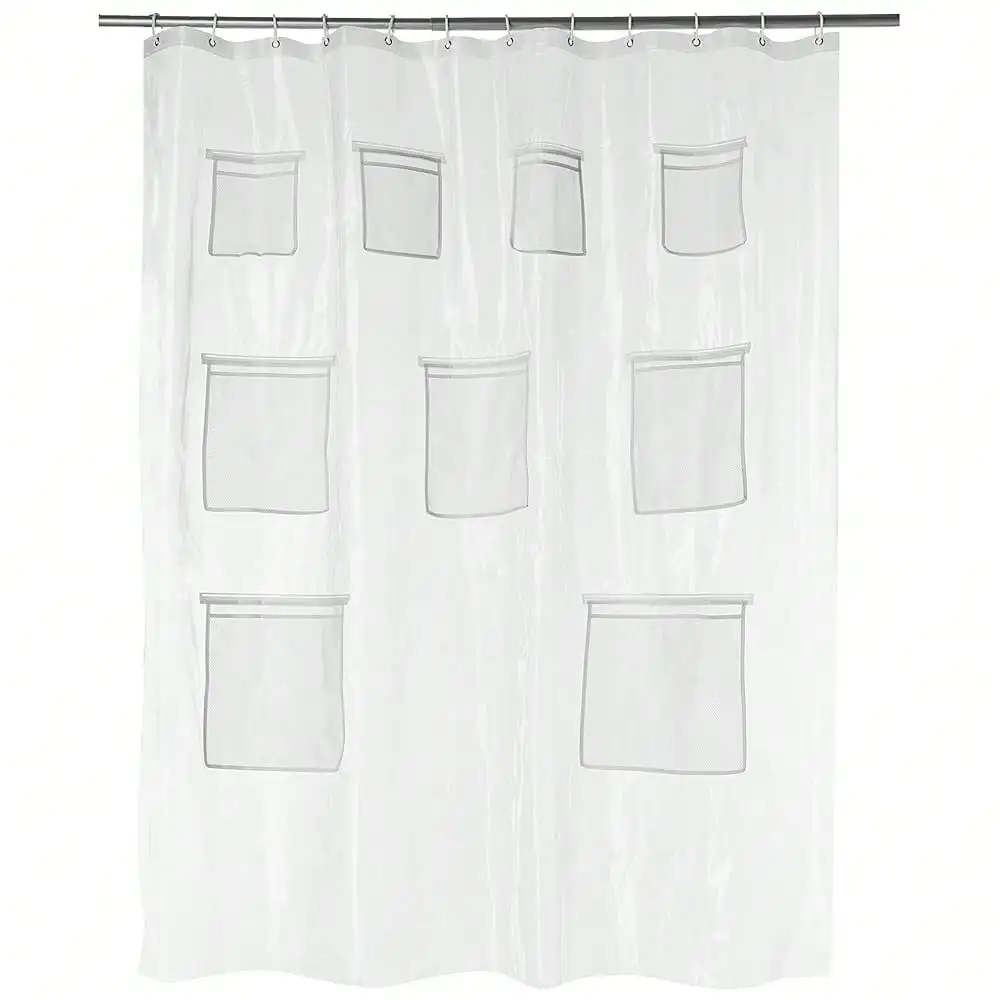 Gauge PEVA Shower Curtain Or Liner With Mesh Storage Pockets - 72inch X 72inch, Clear
Gauge PEVA Shower Curtain Or Liner With Mesh Storage Pockets - 72inch X 72inch, Clear