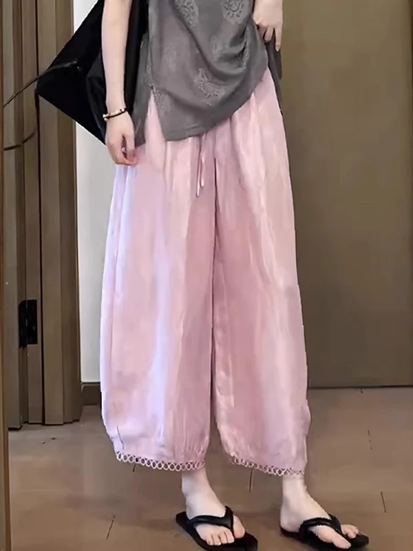 Женские повседневные брюки больших размеров с ажурной кружевной отделкой, летние, новые, из ацетата, свободного кроя, с высокой талией, фасон «фонарик»
Женские повседневные брюки больших размеров с ажурной кружевной отделкой, летние, новые, из ацетата, свободного кроя, с высокой талией, фасон «фонарик»