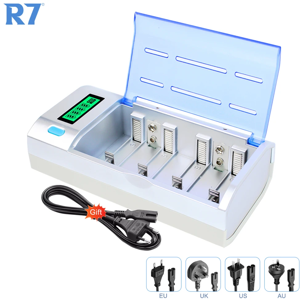 Smart Battery Charger for 1.2V Ni-MH Ni-CD AA/AAA/C/D/9V Size Rechargeable Batteries with LCD Display
Smart Battery Charger for 1.2V Ni-MH Ni-CD AA/AAA/C/D/9V Size Rechargeable Batteries with LCD Display