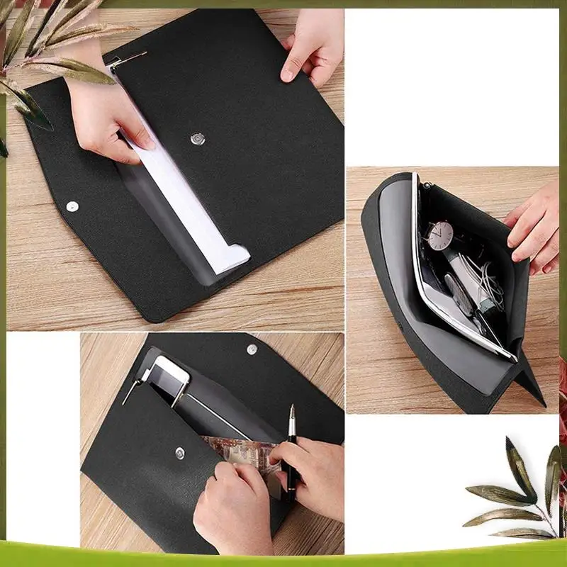 New-8X PU Leather A4 File Folder Document Holder Waterproof Portfolio Envelope Folder Case With Snap Closure(Black)
New-8X PU Leather A4 File Folder Document Holder Waterproof Portfolio Envelope Folder Case With Snap Closure(Black)