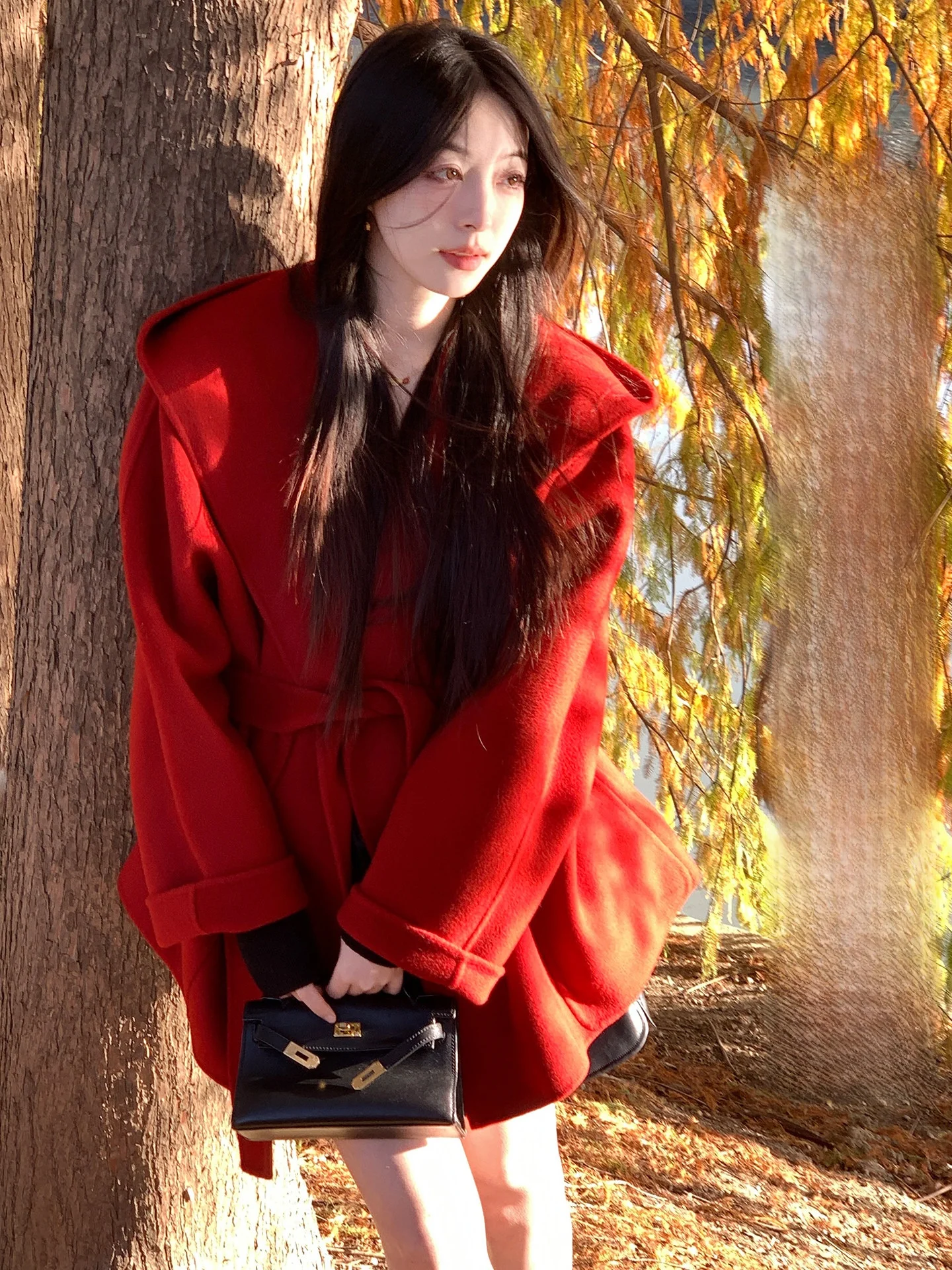 Aboutpoem Woolen Coat Double Breasted Simple Sle Long Sve Hooded Red Outerwear with Belt Loose Fit Ele Women's Coat
Aboutpoem Woolen Coat Double Breasted Simple Sle Long Sve Hooded Red Outerwear with Belt Loose Fit Ele Women's Coat