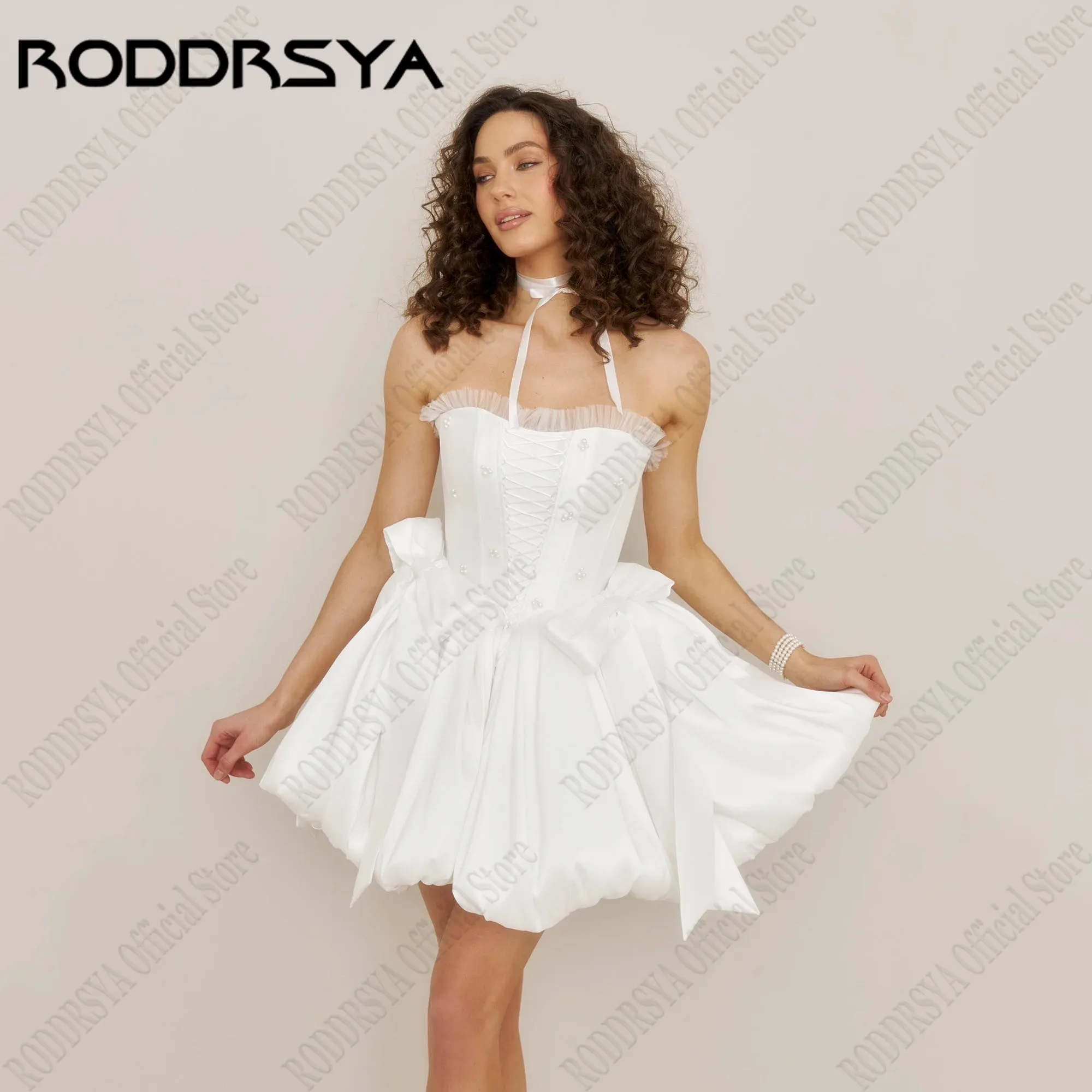 RODDRSYA A-Line Civil Wedding Dress Short Satin Strapless Sleeveless Bride Gown Peals Bow Backless vestidos de novia Customized
RODDRSYA A-Line Civil Wedding Dress Short Satin Strapless Sleeveless Bride Gown Peals Bow Backless vestidos de novia Customized
