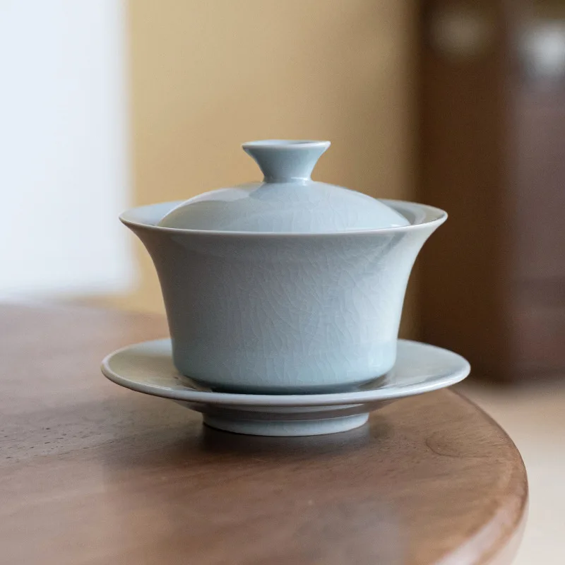 Ru Kiln Cover Bowl Tea Cup Open Slice Ice Crack Kung Fu Tea Set Three Cups Large Tea Bowl Ceramic Cover Cup
Ru Kiln Cover Bowl Tea Cup Open Slice Ice Crack Kung Fu Tea Set Three Cups Large Tea Bowl Ceramic Cover Cup