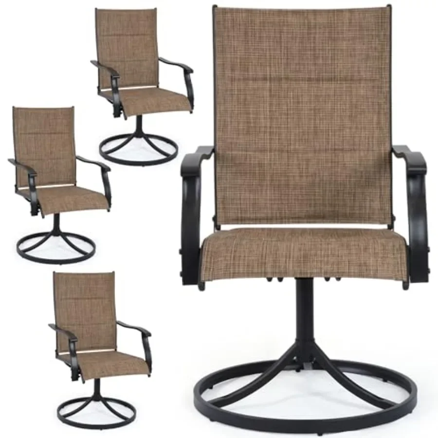 Patio Swivel Rocker Chairs Set of 4, Outdoor Dining Chairs High Back, 15 Gentle Rocking with Brown Textilene Padding and Metal
Patio Swivel Rocker Chairs Set of 4, Outdoor Dining Chairs High Back, 15 Gentle Rocking with Brown Textilene Padding and Metal
