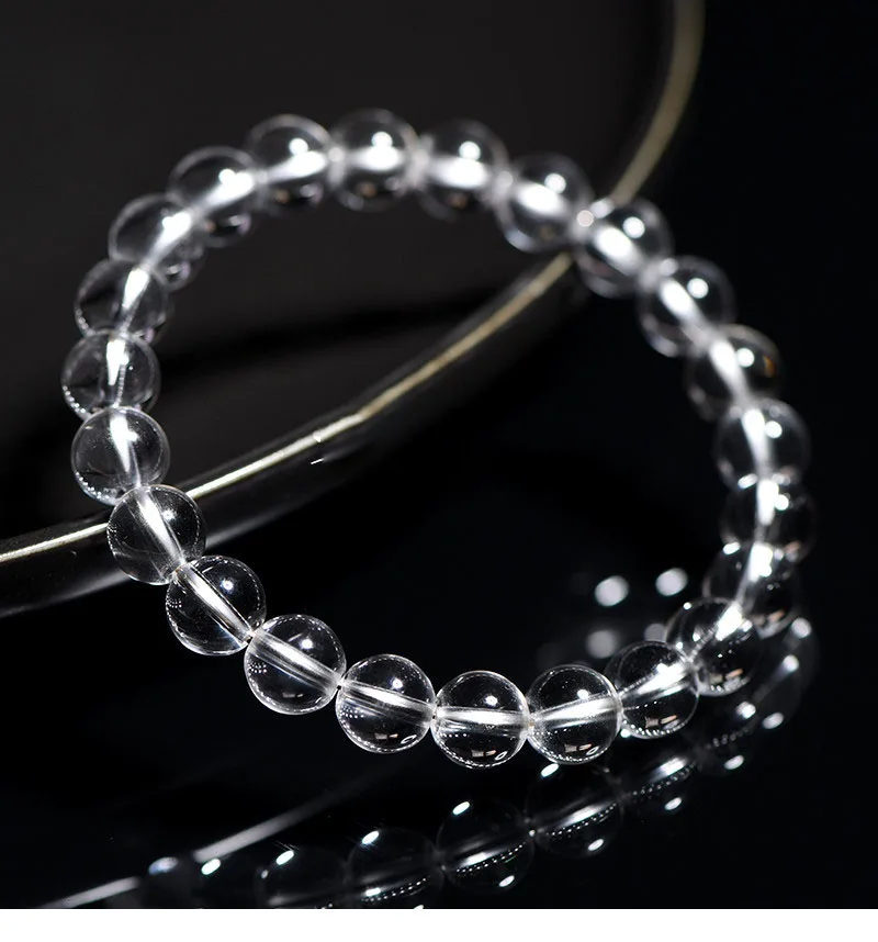 Natural Round Bead White Crystal Bracelet,
Natural Round Bead White Crystal Bracelet,