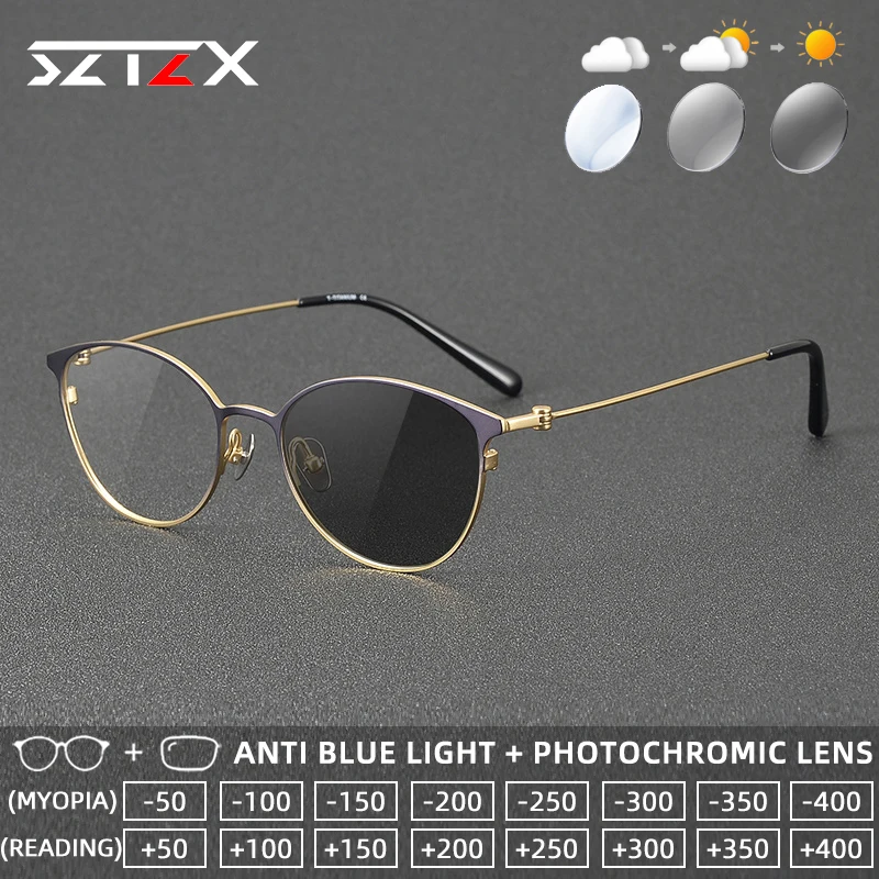 Очки для чтения SZTZX New Fashion с фотохромными линзами, оправа из ацетата, титановые дужки, защита от синего света, прогрессивные, с диоптриями
Очки для чтения SZTZX New Fashion с фотохромными линзами, оправа из ацетата, титановые дужки, защита от синего света, прогрессивные, с диоптриями