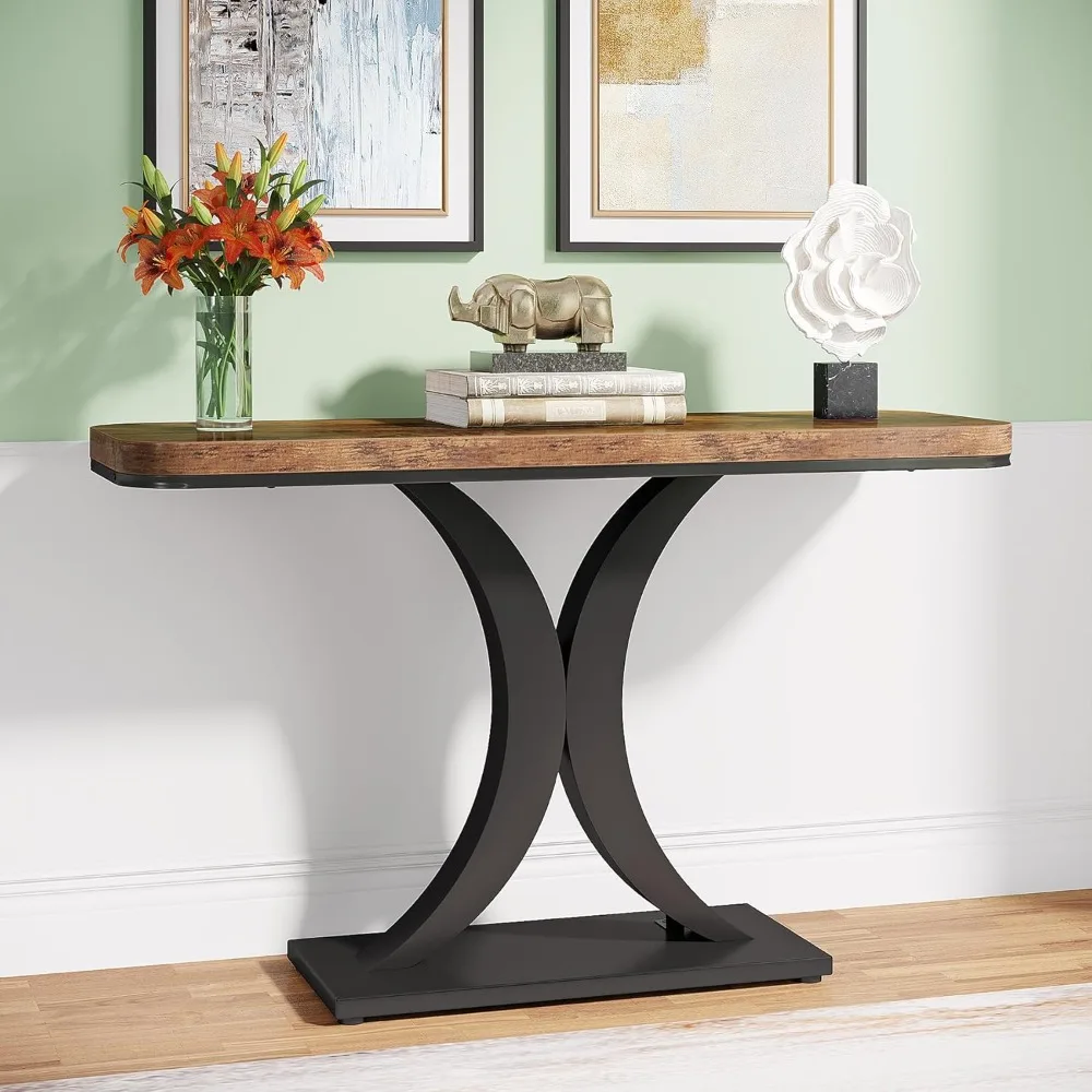 Industrial Console Table, 40 inch Narrow Entryway Foyer Table with Geometric Base, Rustic Hallway Accent Table for Li
Industrial Console Table, 40 inch Narrow Entryway Foyer Table with Geometric Base, Rustic Hallway Accent Table for Li