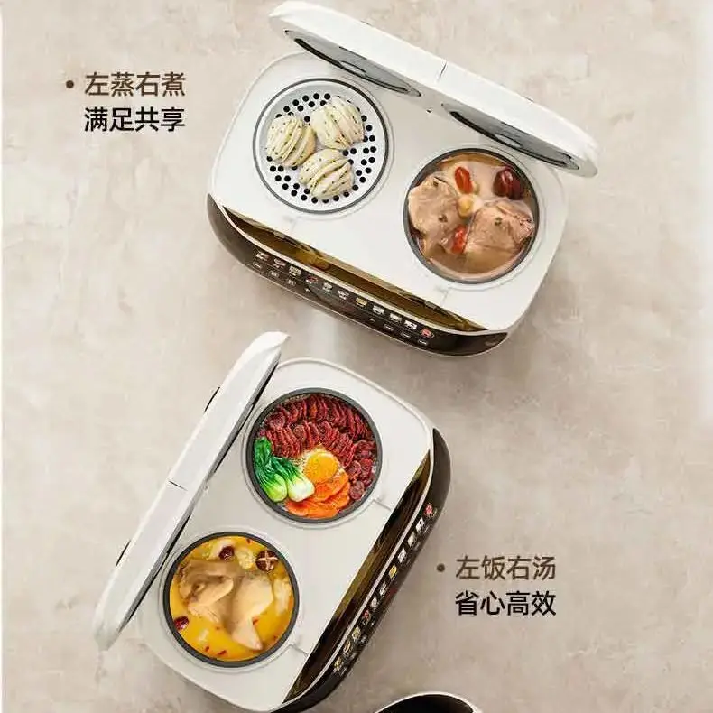 The double-boiler rice cooker can cook rice and stew soup simultaneously and can be scheduled for double-boiler
The double-boiler rice cooker can cook rice and stew soup simultaneously and can be scheduled for double-boiler