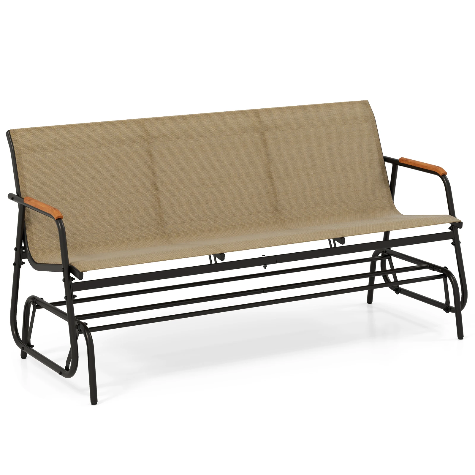 Patio Glider Bench for 2 Swing Gliding Loveseat w/Curved Teak Armrests for Porch
Patio Glider Bench for 2 Swing Gliding Loveseat w/Curved Teak Armrests for Porch