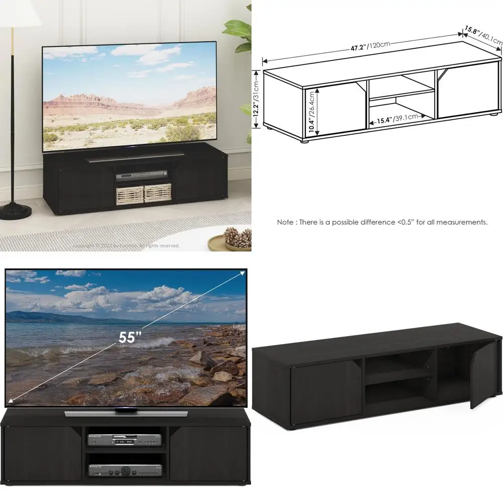 Compact 2-Tier TV Stand for 55 TVs, Open Shelf and Cabinet, Ideal for Living and Bedroom Entertainment
Compact 2-Tier TV Stand for 55 TVs, Open Shelf and Cabinet, Ideal for Living and Bedroom Entertainment