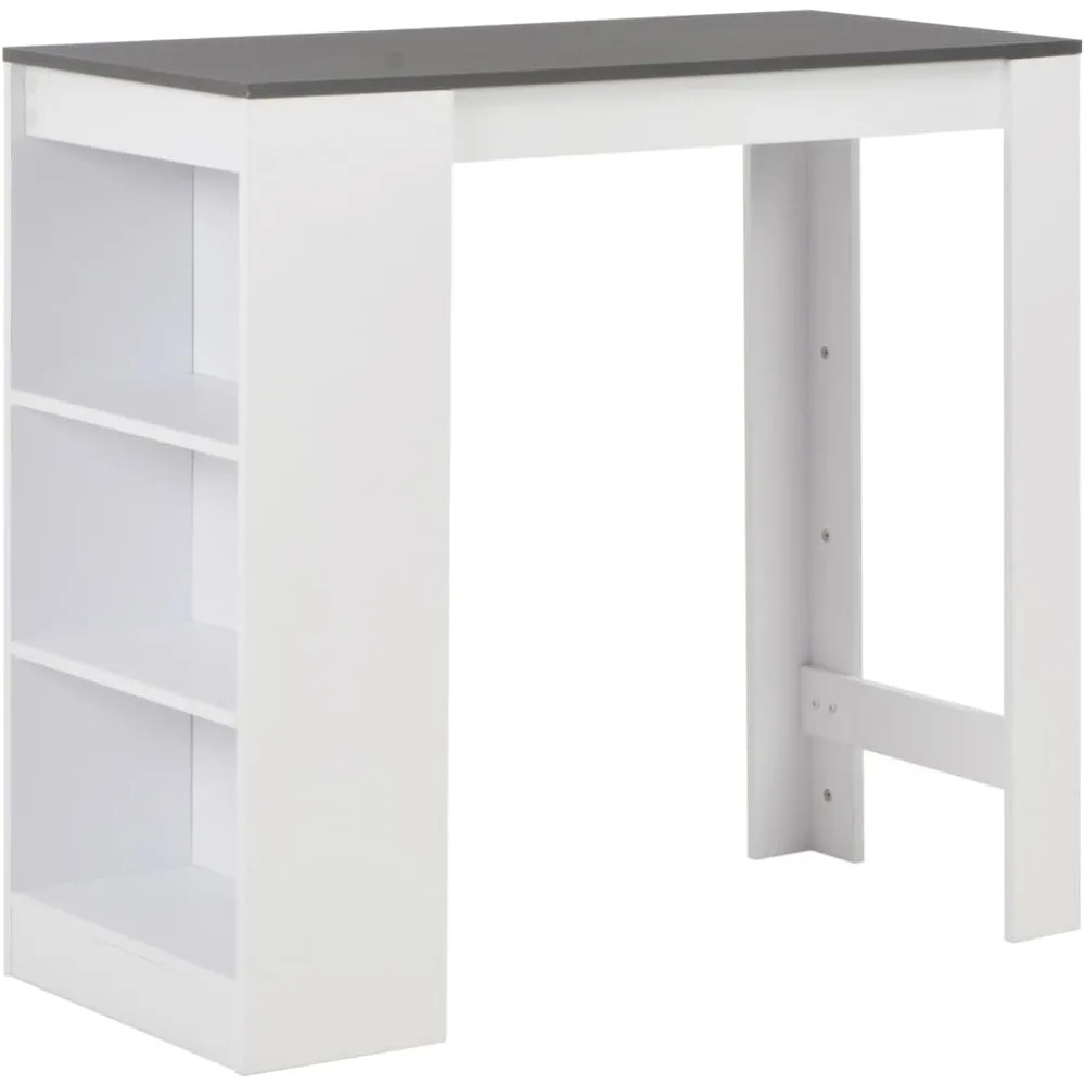 Contemporary White Bar Table with Grey Top and Three Floating Shelves 43.3X19.7X40.6 in High for Kitchen Dining Room Engineered
Contemporary White Bar Table with Grey Top and Three Floating Shelves 43.3X19.7X40.6 in High for Kitchen Dining Room Engineered