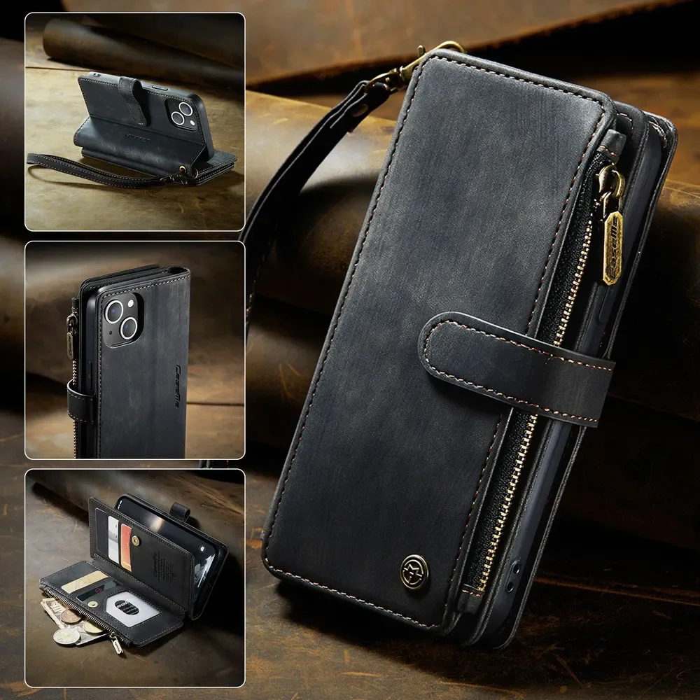 Leather Wallet Card Phone Case Multi-Functional Shockproof Zipper Flip Cover Phone Bag For iPhone 14 Plus
Leather Wallet Card Phone Case Multi-Functional Shockproof Zipper Flip Cover Phone Bag For iPhone 14 Plus
