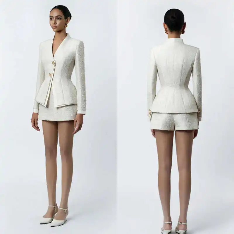 Gorgeous Tweed Women's 2-Piece Suit Peplum Blazer Long Sleeve High-Waist Shorts Formal Evening Attire костюм женский Customized
Gorgeous Tweed Women's 2-Piece Suit Peplum Blazer Long Sleeve High-Waist Shorts Formal Evening Attire костюм женский Customized