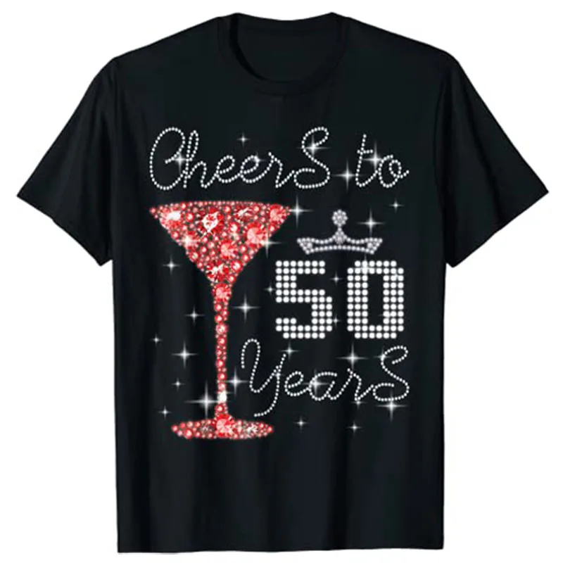 Queen Princess Cheers To 50 Years Old Happy 50th Birthday To Me T-Shirt Women's Fashion Graphic Tee Tops Short Sleeve Blouses
Queen Princess Cheers To 50 Years Old Happy 50th Birthday To Me T-Shirt Women's Fashion Graphic Tee Tops Short Sleeve Blouses