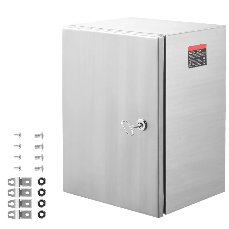 Steel Electrical Box 16"x12"x6", 304 Stainless Steel Enclosure, IP66 Waterproof, Wall-Mounted, Mounting Plate, Hinges L
Steel Electrical Box 16"x12"x6", 304 Stainless Steel Enclosure, IP66 Waterproof, Wall-Mounted, Mounting Plate, Hinges L