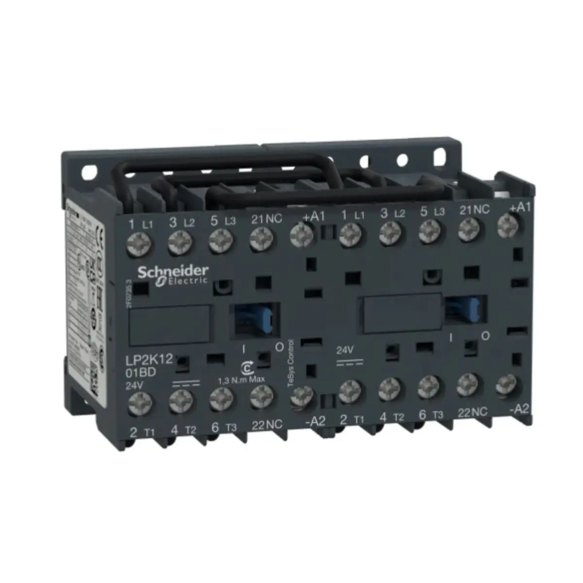 LP2K1201BD reversing Contactor, 3P, AC-3/AC-3e,440V 12A, 1NC, 24V DC coil, screw clamp terminals
LP2K1201BD reversing Contactor, 3P, AC-3/AC-3e,440V 12A, 1NC, 24V DC coil, screw clamp terminals