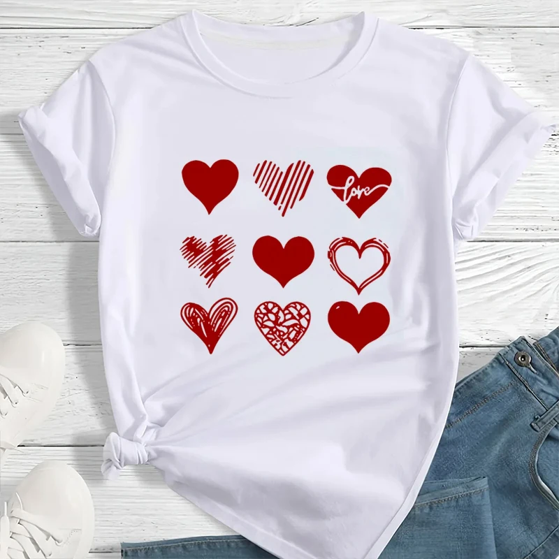 Fashion Women's T-shirt Casual Crew Neck Short Sleeve T Shirt Female Geometric Heart Design Streetwear Y2k Clothing Tops Tees
Fashion Women's T-shirt Casual Crew Neck Short Sleeve T Shirt Female Geometric Heart Design Streetwear Y2k Clothing Tops Tees