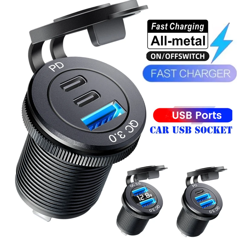 12 В 24 В USB-розетка PD Тип C Автомобильное зарядное устройство QC3.0 Двойные порта 54 Вт USB C Тройная розетка 12 В USB Автомобильное зарядное устройство со светодиодом
12 В 24 В USB-розетка PD Тип C Автомобильное зарядное устройство QC3.0 Двойные порта 54 Вт USB C Тройная розетка 12 В USB Автомобильное зарядное устройство со светодиодом