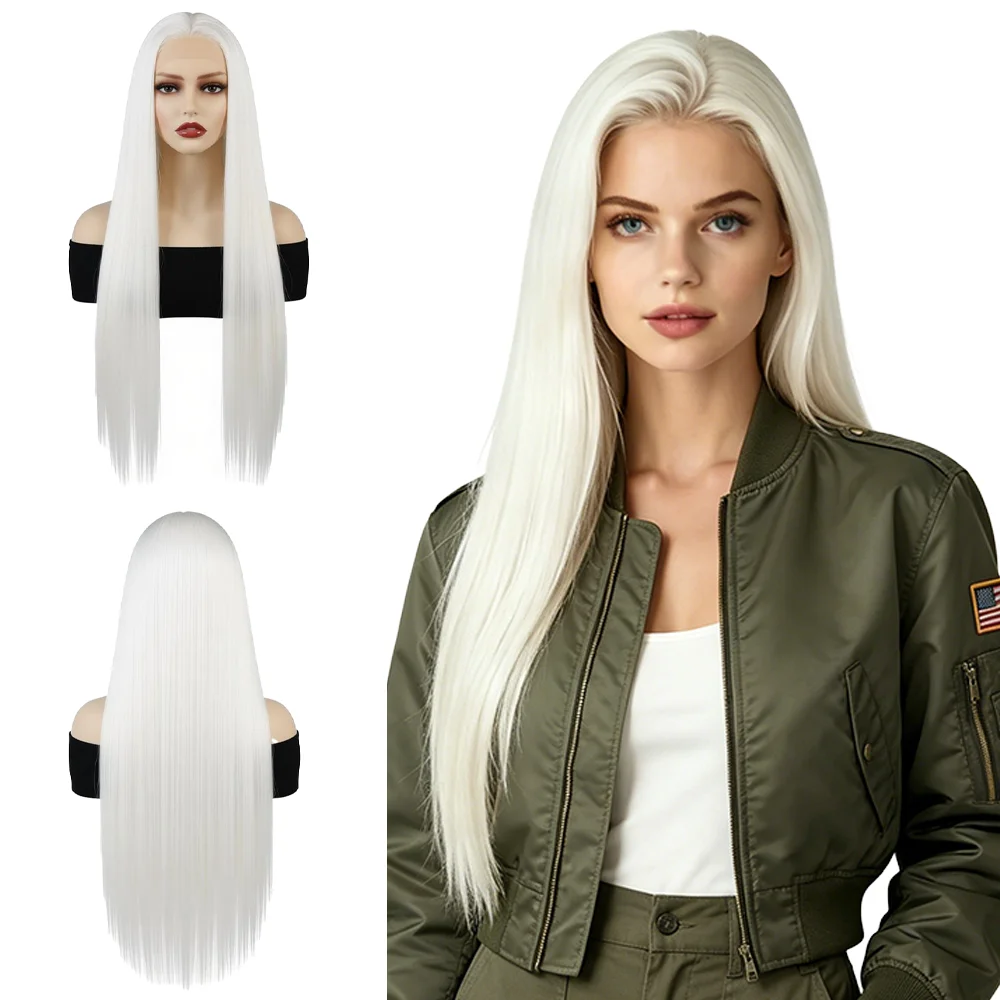 13x4 Lace Front Wig White Long Straight Wig Pre Plucked Glueless Heat Resistant Synthetic Wig For Women Halloween Costume Party
13x4 Lace Front Wig White Long Straight Wig Pre Plucked Glueless Heat Resistant Synthetic Wig For Women Halloween Costume Party