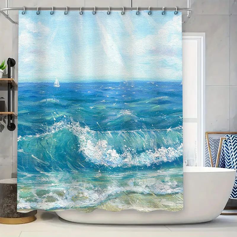 Modern Rectangular Shapes Shower Curtain Blue Green Watercolor Print for Bathroom Decor Extra Long Shower Curtain with Hook Ring
Modern Rectangular Shapes Shower Curtain Blue Green Watercolor Print for Bathroom Decor Extra Long Shower Curtain with Hook Ring