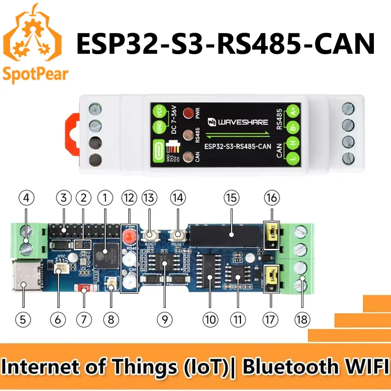 ESP32-S3 Industrial-Grade IOT RS485 CAN Communicator WiFi Bluetooth ESP32-S3-RS485-CAN
ESP32-S3 Industrial-Grade IOT RS485 CAN Communicator WiFi Bluetooth ESP32-S3-RS485-CAN