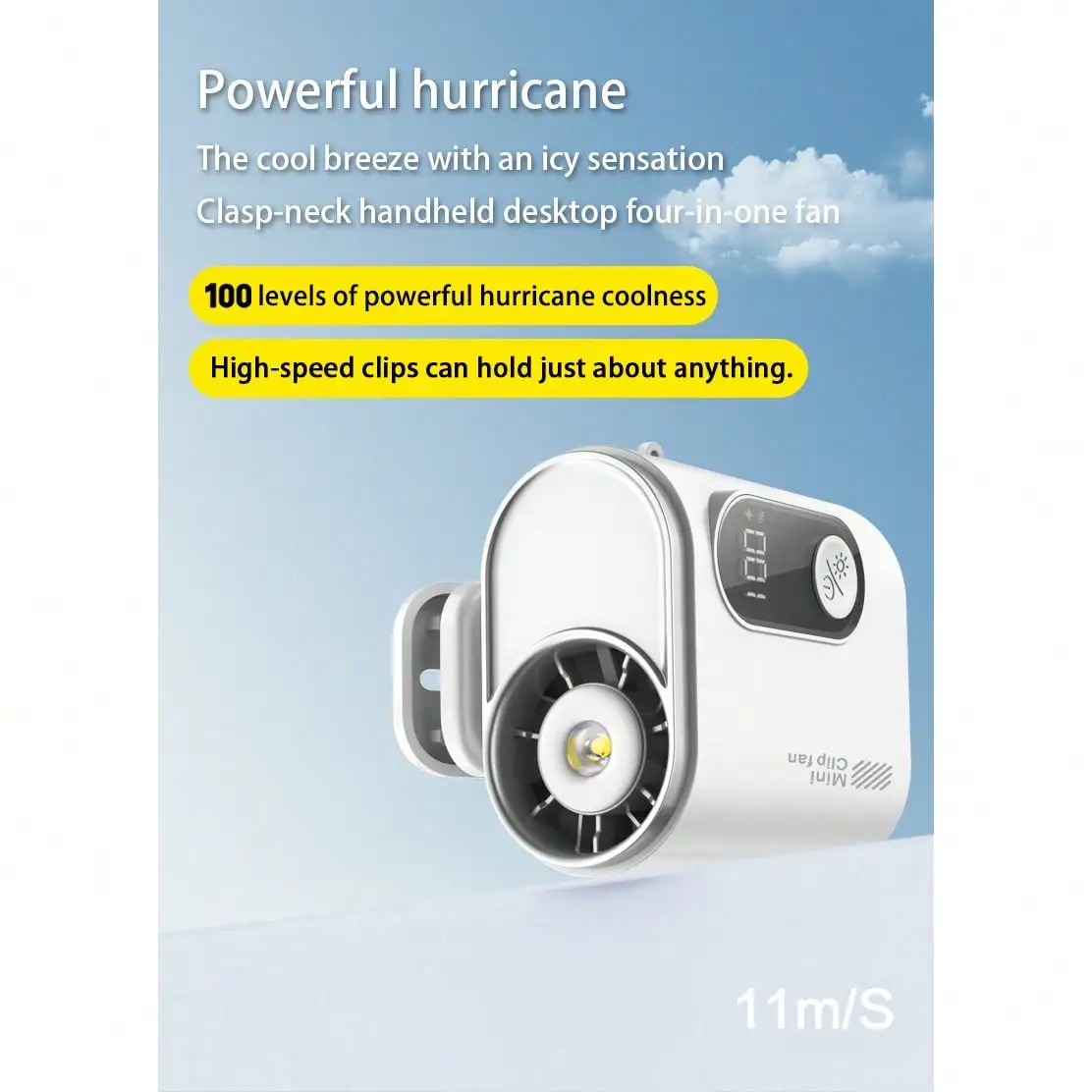 Rechargeable Mini Clip Fan With 100-Level Adjustable Speed, LED Display And LED Light. Equipped With 1800mAh Battery, Detachable
Rechargeable Mini Clip Fan With 100-Level Adjustable Speed, LED Display And LED Light. Equipped With 1800mAh Battery, Detachable