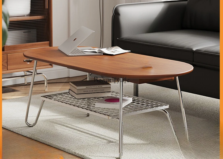 Living Room Solid Wood Minimalist Nordic Stainless Steel Coffee Table Retro Japanese Style Oval Tea Table
Living Room Solid Wood Minimalist Nordic Stainless Steel Coffee Table Retro Japanese Style Oval Tea Table